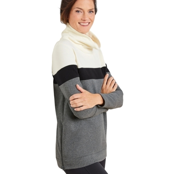 Talbots Tops - Talbots Cowl Neck Color Block Pullover Sweatshirt L